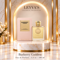 Burberry Goddess - Eau de Parfum - 3.4 oz / 100 ml — producto y pedestal