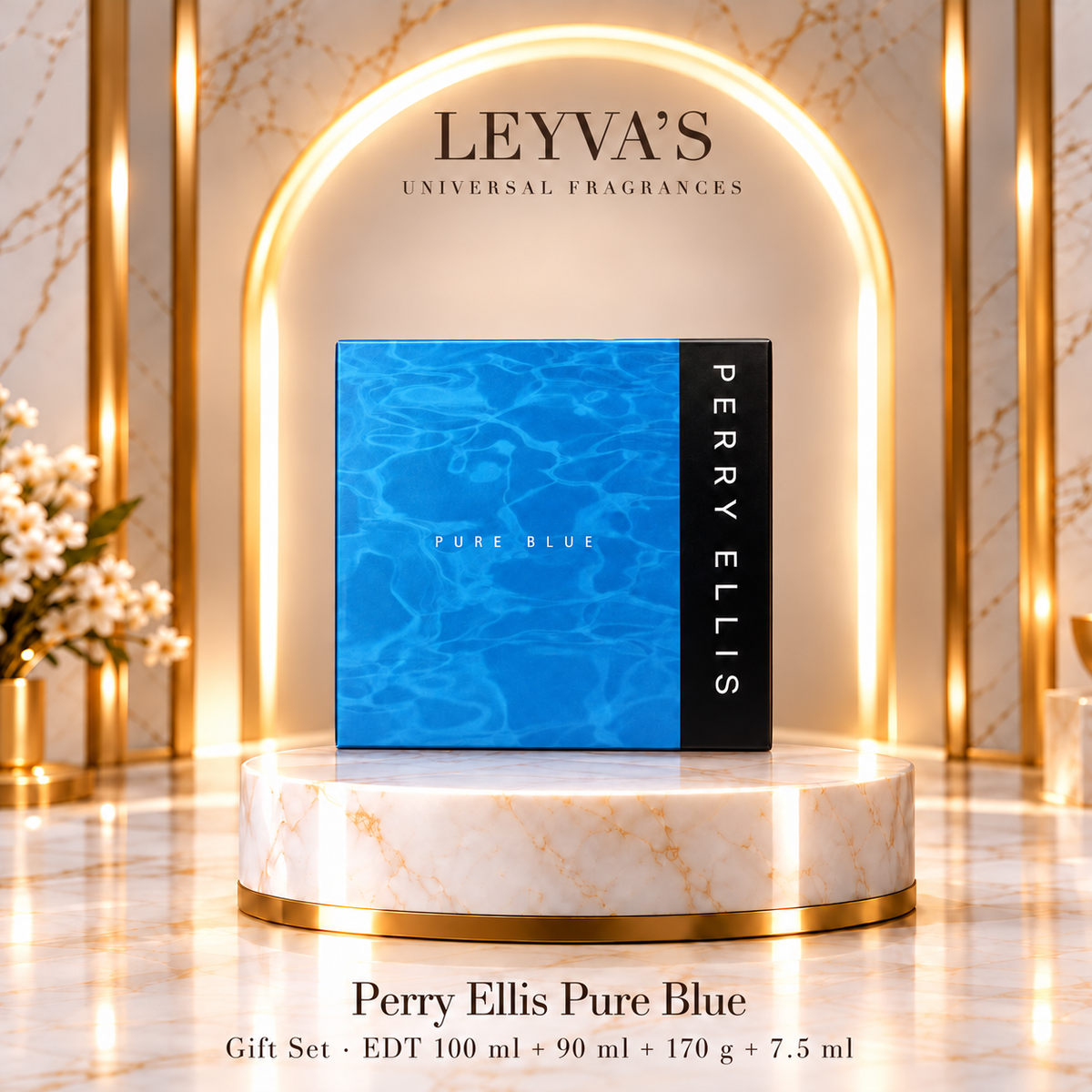 Perry Ellis Pure Blue para hombre – Estuche de 4 piezas